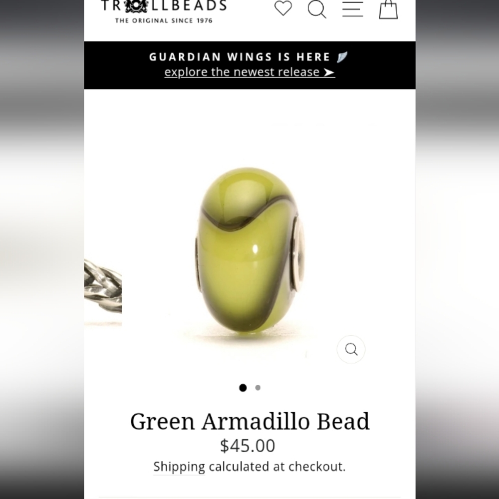 Trollbeads Olive Green Armadillo Bead